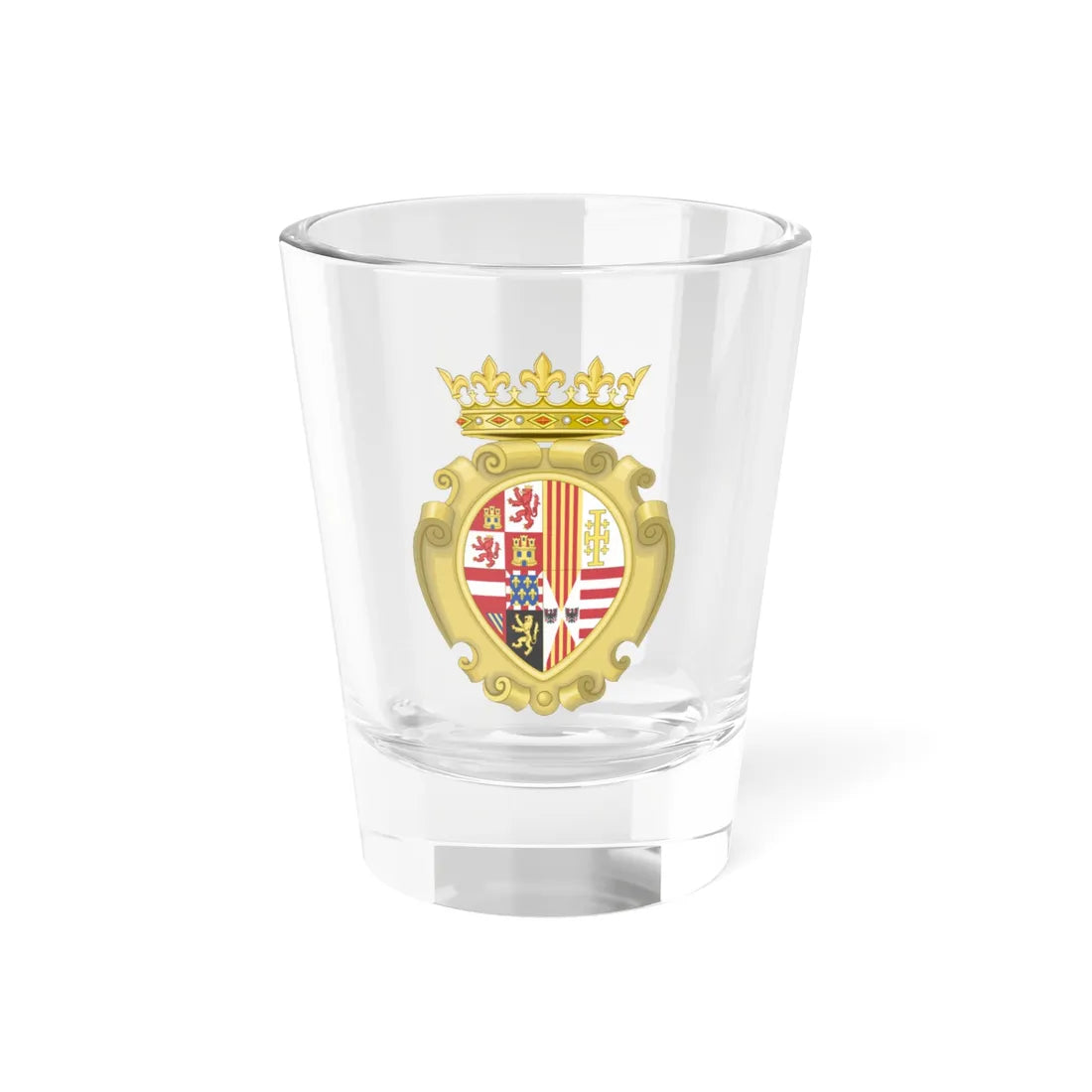 Coat of Arms of the King of Spain as Monarch of Naples and Sicily 1598-1665 (Spain) (Coat of Arms) Shot Glass 1.5oz 1.5oz - Go Mug Yourself