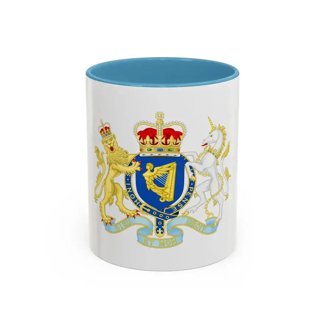 Coat of Arms of The Kingdom Ireland - Accent Coffee Mug 11oz Light Blue - Go Mug Yourself