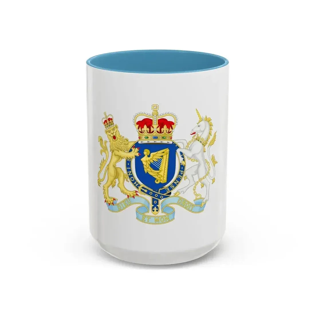 Coat of Arms of The Kingdom Ireland - Accent Coffee Mug 15oz Light Blue - Go Mug Yourself