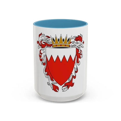 Coat of Arms of The Kingdom of Bahrain - Accent Coffee Mug 15oz Light Blue - Go Mug Yourself