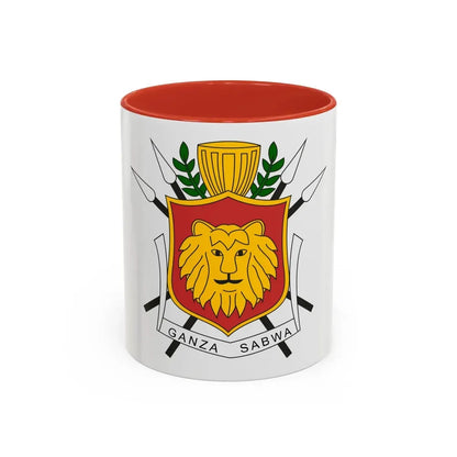 Coat of arms of the Kingdom of Burundi - Accent Coffee Mug 11oz Red - Go Mug Yourself