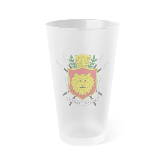 Coat of arms of the Kingdom of Burundi - Frosted Pint Glass 16oz-Go Mug Yourself