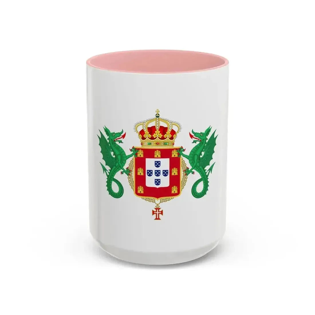 Coat of Arms of the Kingdom of Portugal 1640-1910 - Accent Coffee Mug 15oz Pink - Go Mug Yourself
