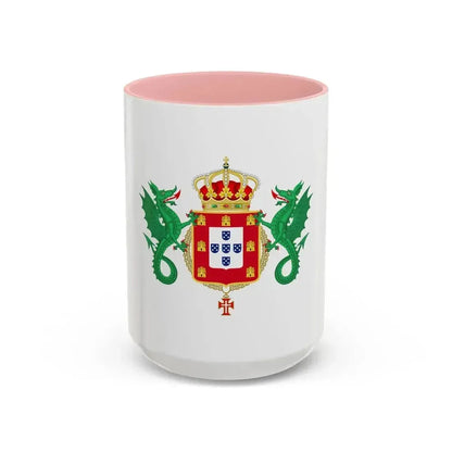 Coat of Arms of the Kingdom of Portugal 1640-1910 - Accent Coffee Mug 15oz Pink - Go Mug Yourself
