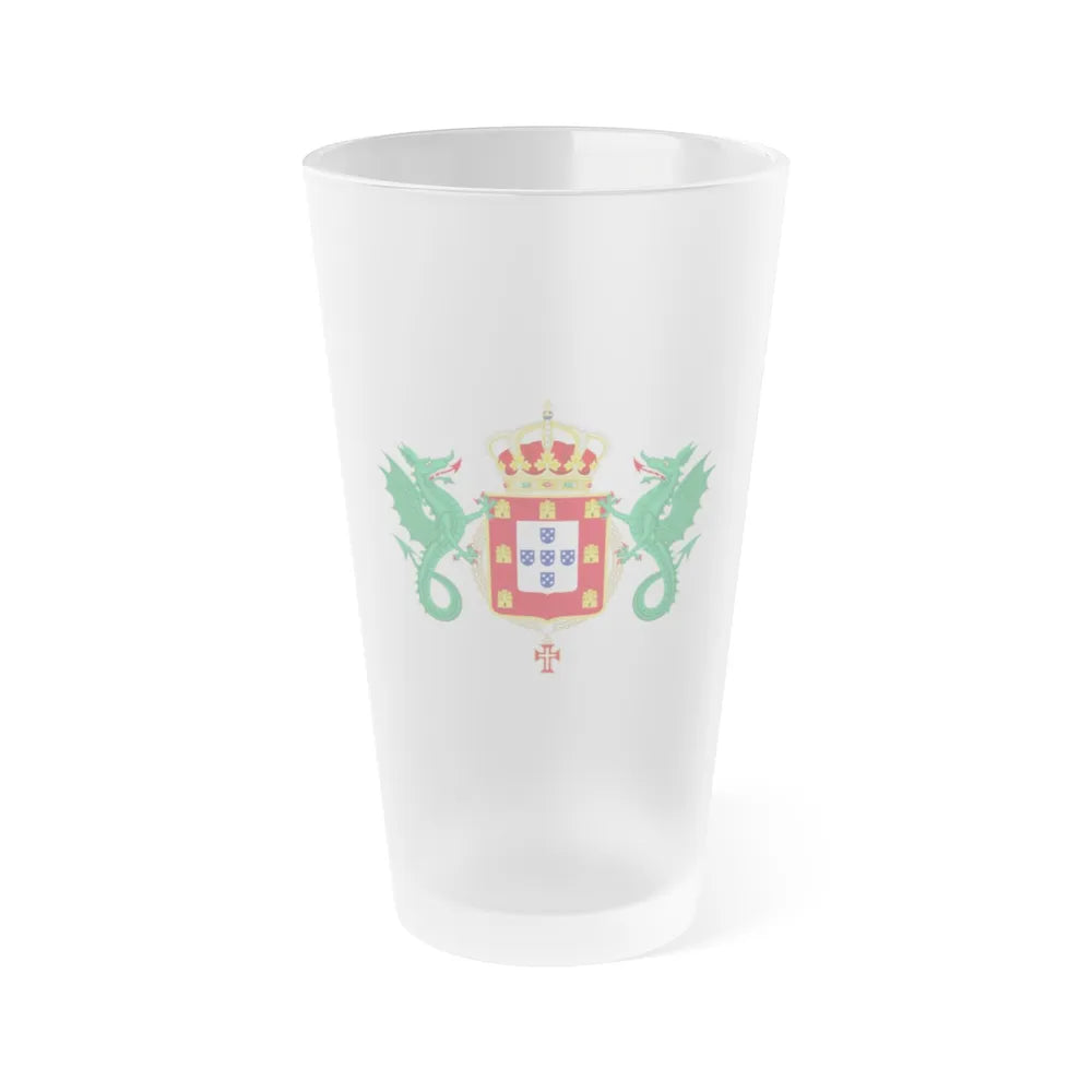 Coat of Arms of the Kingdom of Portugal 1640-1910 - Frosted Pint Glass 16oz-Go Mug Yourself