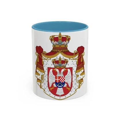 Coat of arms of the Kingdom of Yugoslavia - Accent Coffee Mug 11oz Light Blue - Go Mug Yourself