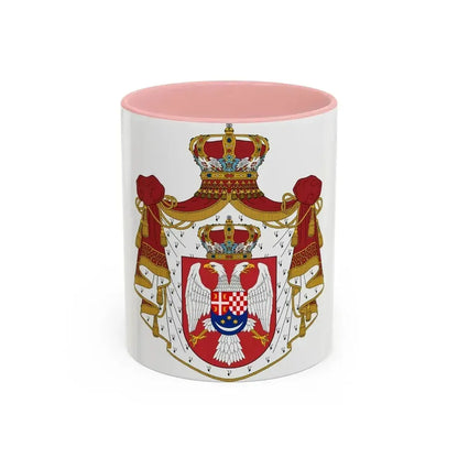 Coat of arms of the Kingdom of Yugoslavia - Accent Coffee Mug 11oz Pink - Go Mug Yourself