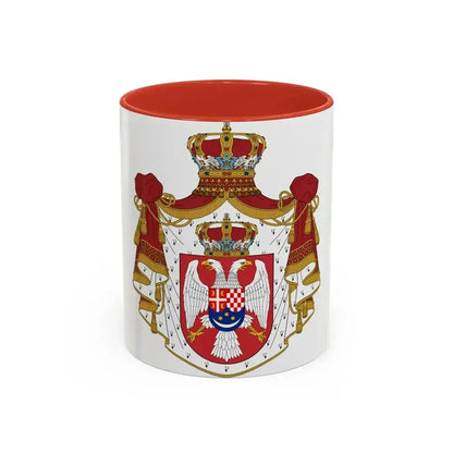Coat of arms of the Kingdom of Yugoslavia - Accent Coffee Mug 11oz Red - Go Mug Yourself