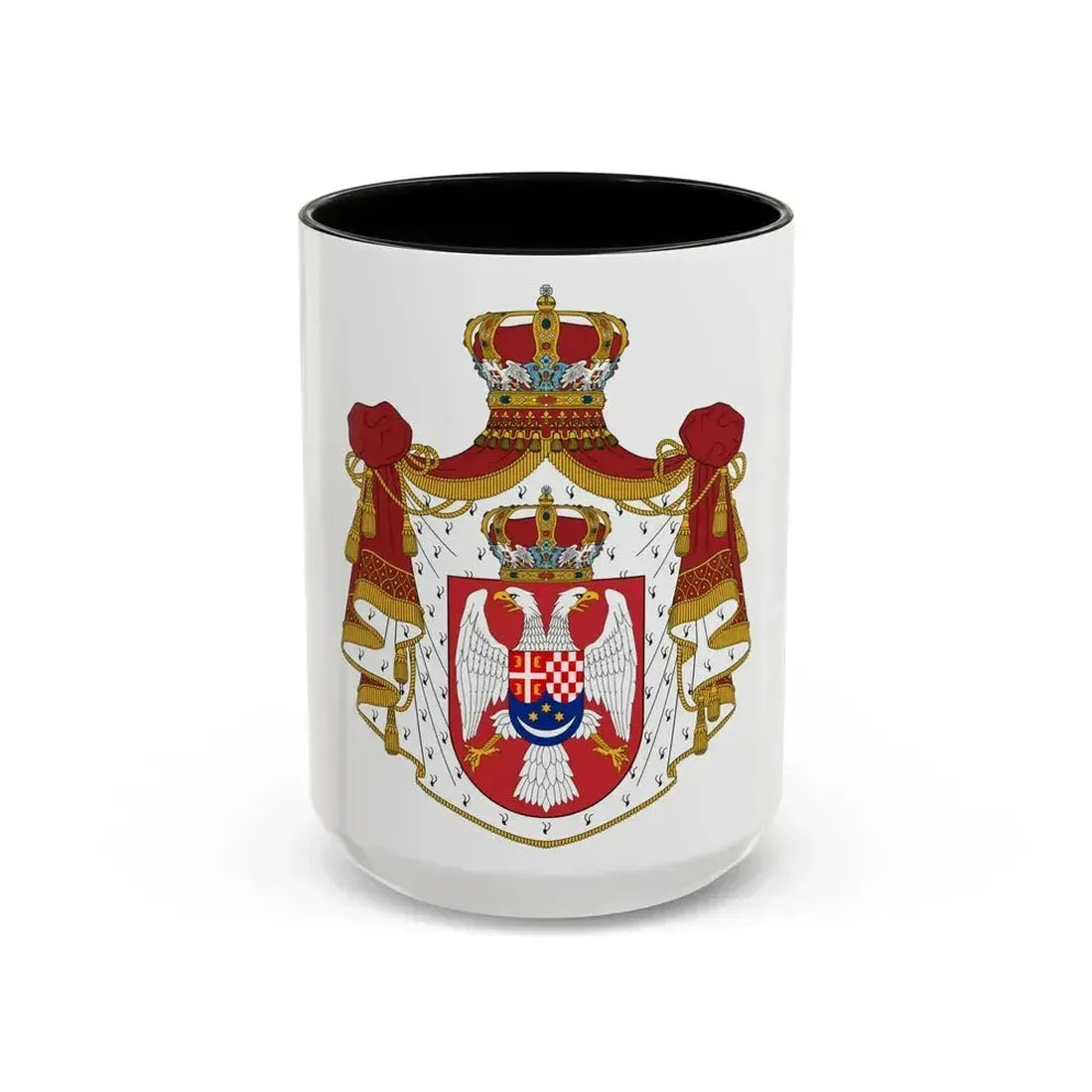 Coat of arms of the Kingdom of Yugoslavia - Accent Coffee Mug 15oz Black - Go Mug Yourself