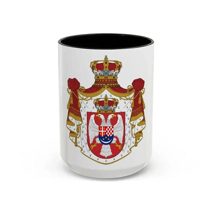 Coat of arms of the Kingdom of Yugoslavia - Accent Coffee Mug 15oz Black - Go Mug Yourself