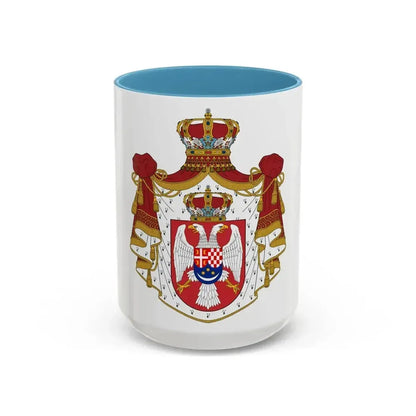 Coat of arms of the Kingdom of Yugoslavia - Accent Coffee Mug 15oz Light Blue - Go Mug Yourself