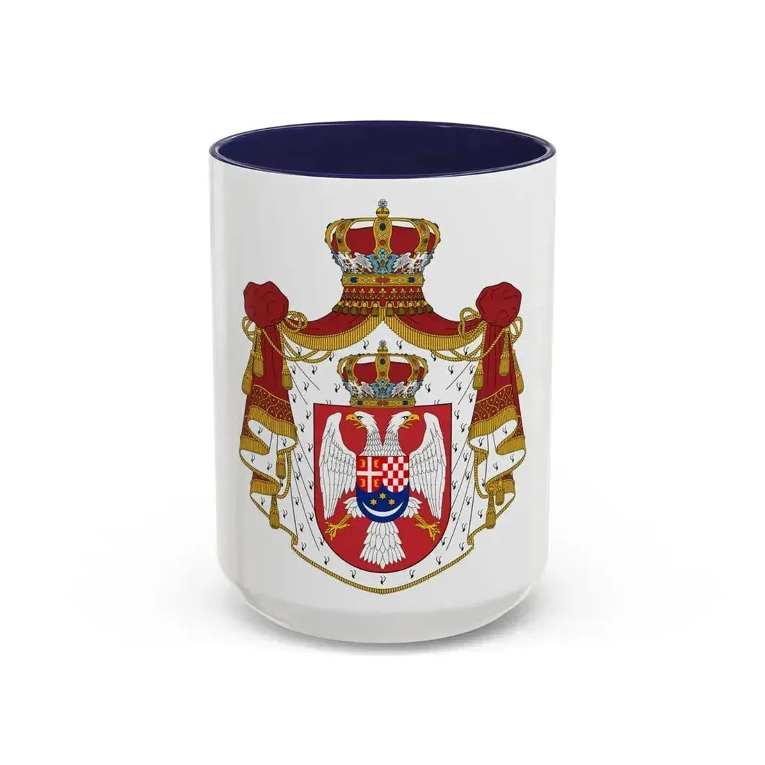 Coat of arms of the Kingdom of Yugoslavia - Accent Coffee Mug 15oz Navy - Go Mug Yourself