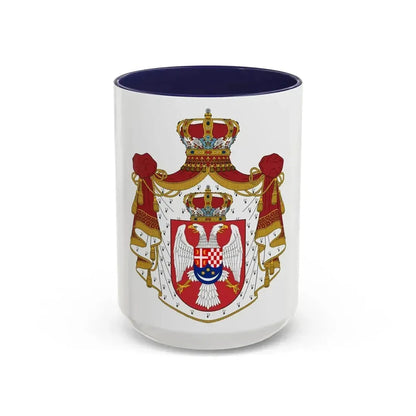 Coat of arms of the Kingdom of Yugoslavia - Accent Coffee Mug 15oz Navy - Go Mug Yourself