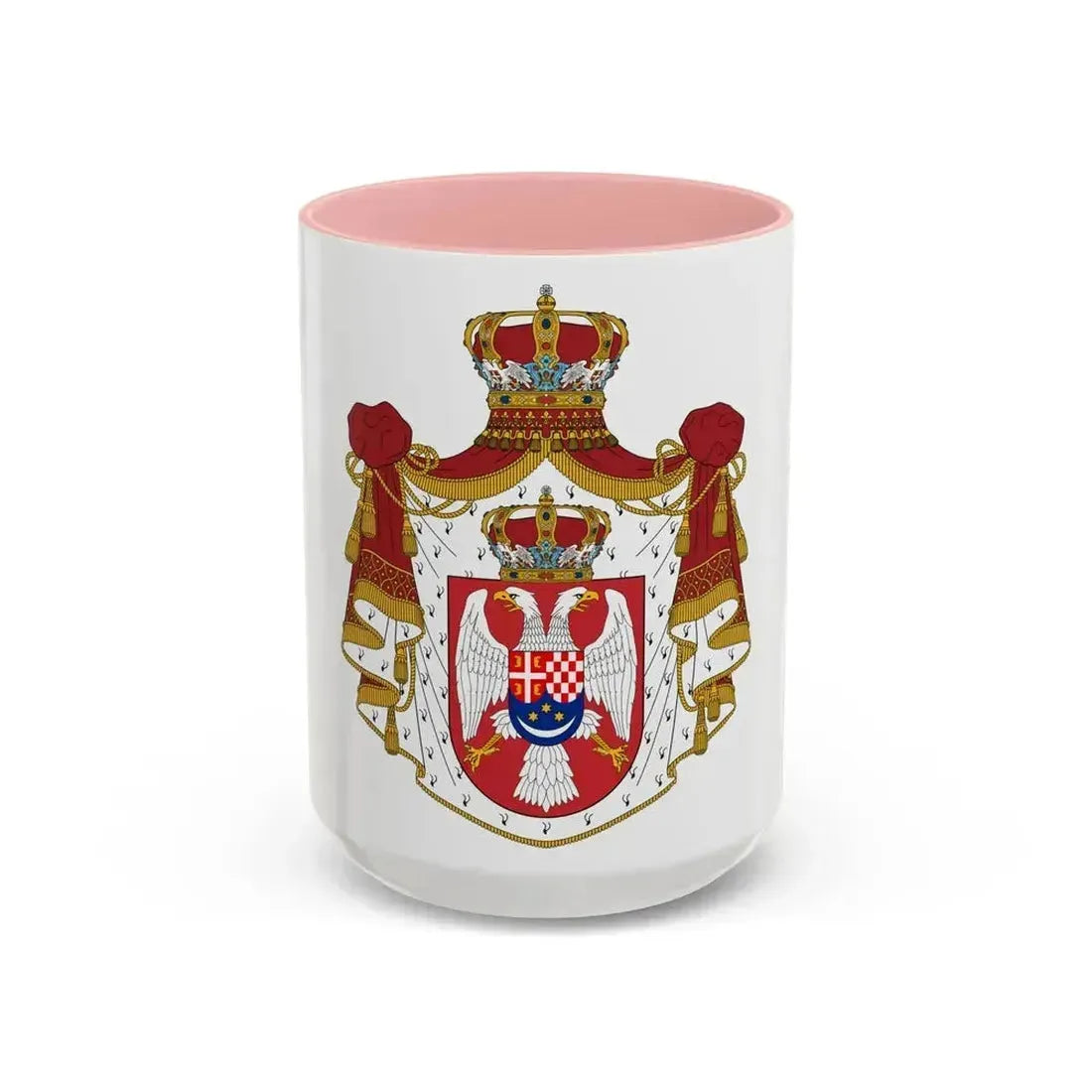 Coat of arms of the Kingdom of Yugoslavia - Accent Coffee Mug 15oz Pink - Go Mug Yourself