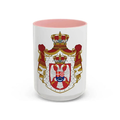 Coat of arms of the Kingdom of Yugoslavia - Accent Coffee Mug 15oz Pink - Go Mug Yourself