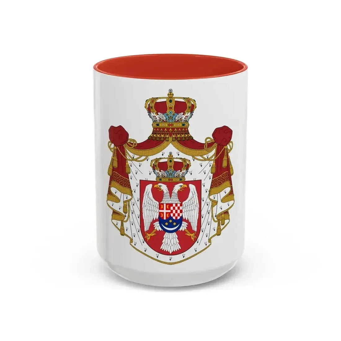 Coat of arms of the Kingdom of Yugoslavia - Accent Coffee Mug 15oz Red - Go Mug Yourself