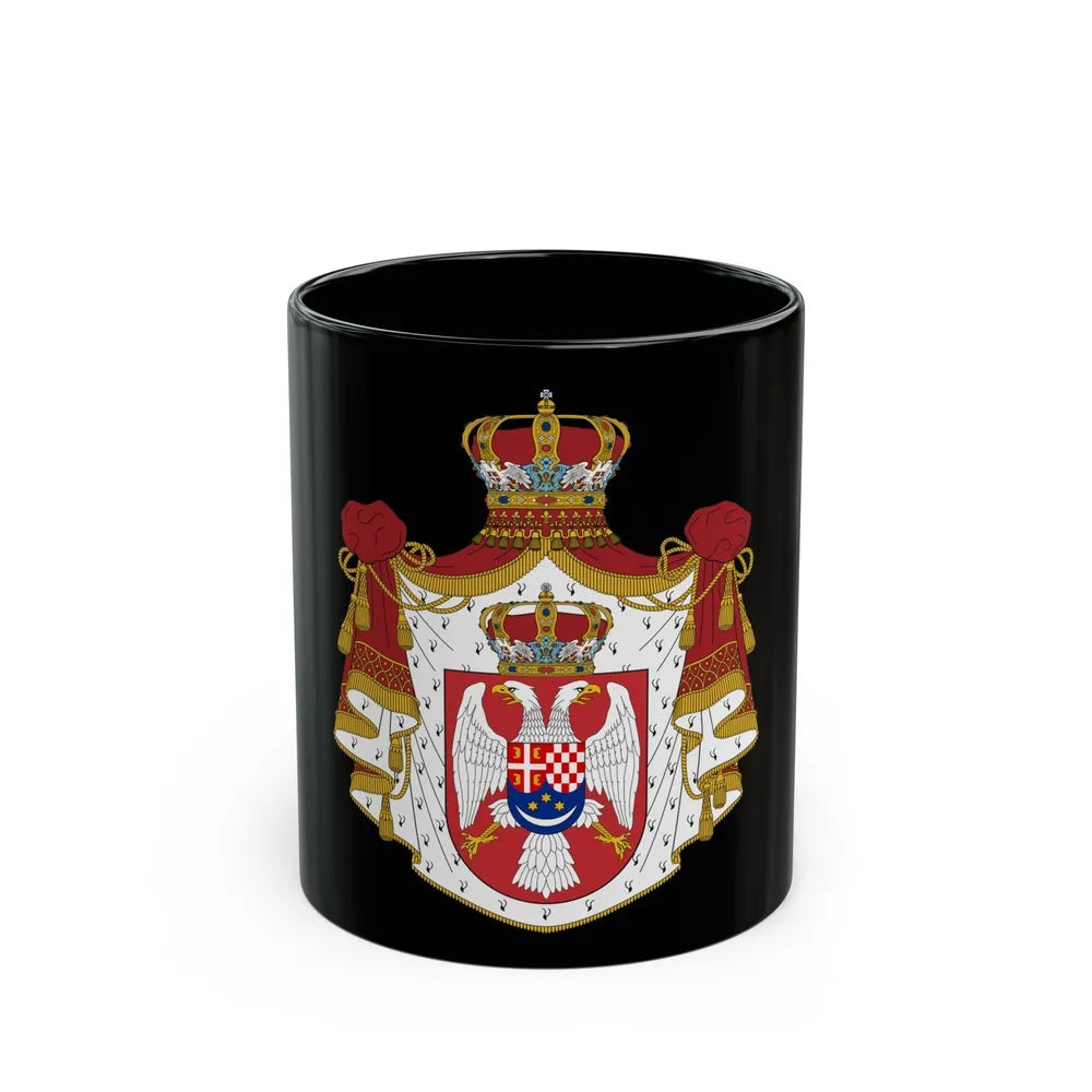 Coat of arms of the Kingdom of Yugoslavia - Black Coffee Mug-11oz-Go Mug Yourself