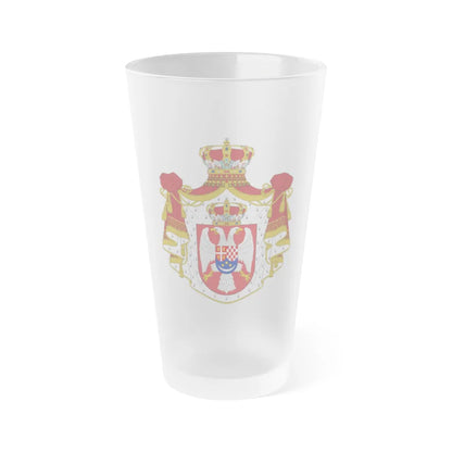 Coat of arms of the Kingdom of Yugoslavia - Frosted Pint Glass 16oz-16oz-Frosted-Go Mug Yourself