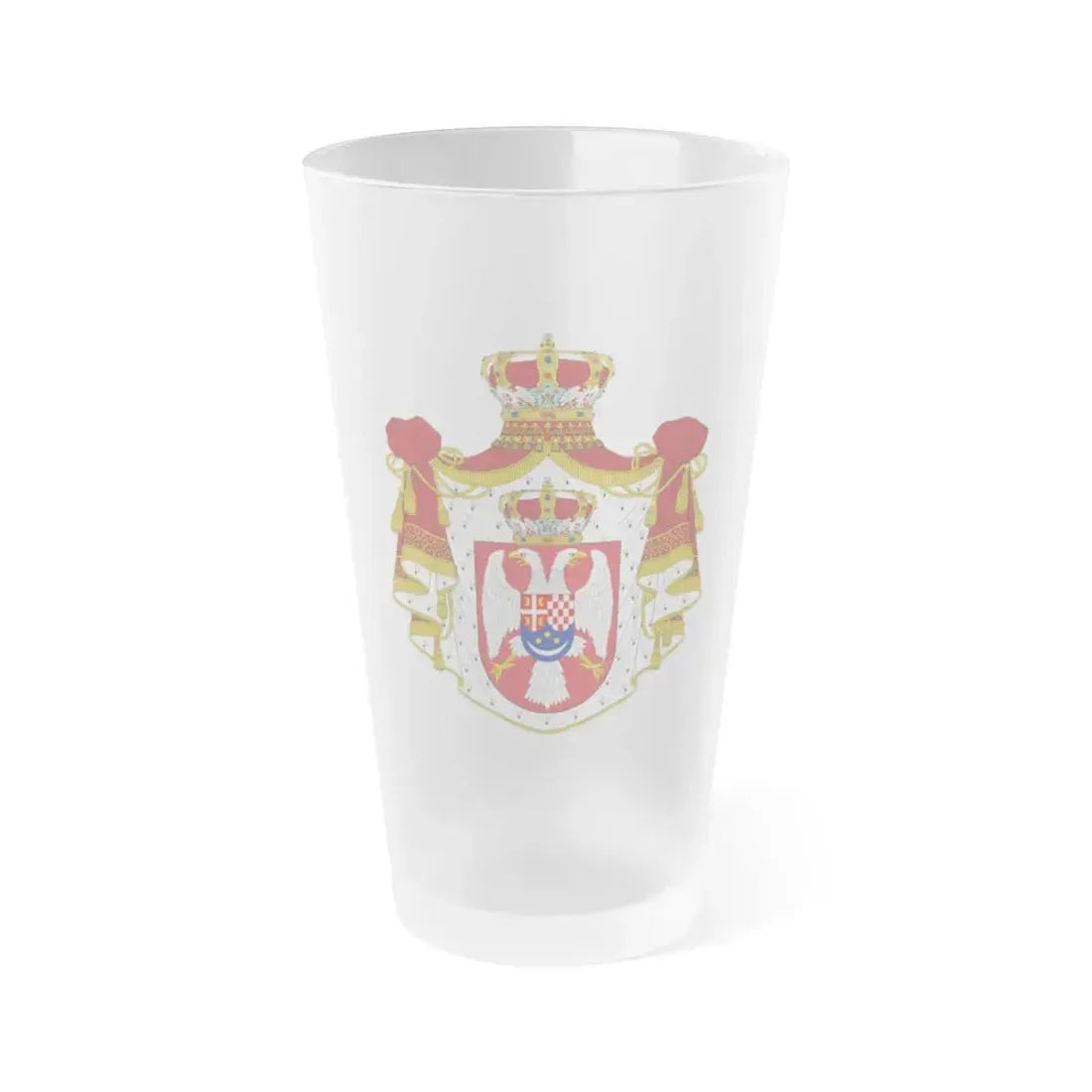 Coat of arms of the Kingdom of Yugoslavia - Frosted Pint Glass 16oz 16oz Frosted - Go Mug Yourself