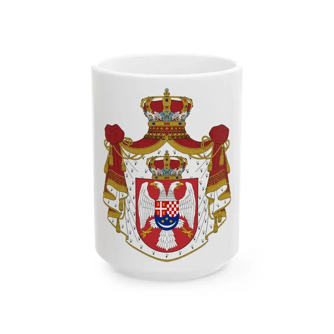 Coat of arms of the Kingdom of Yugoslavia - White Coffee Mug 15oz - Go Mug Yourself