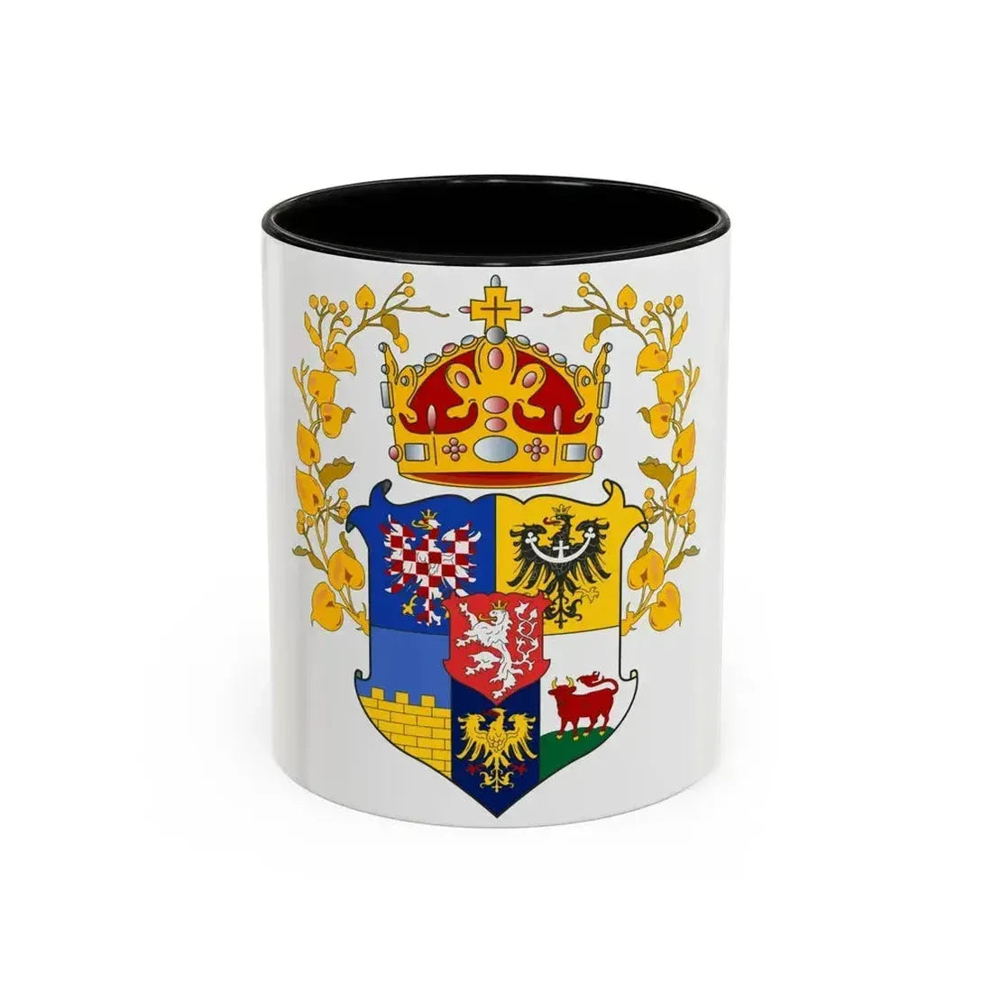Coat of arms of the lands of the Bohemian Crown - Accent Coffee Mug 11oz Black - Go Mug Yourself