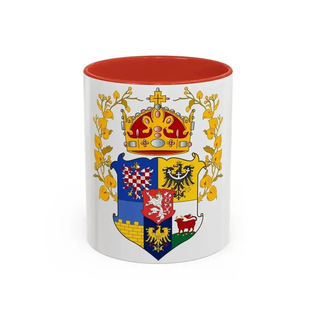 Coat of arms of the lands of the Bohemian Crown - Accent Coffee Mug 11oz Red - Go Mug Yourself