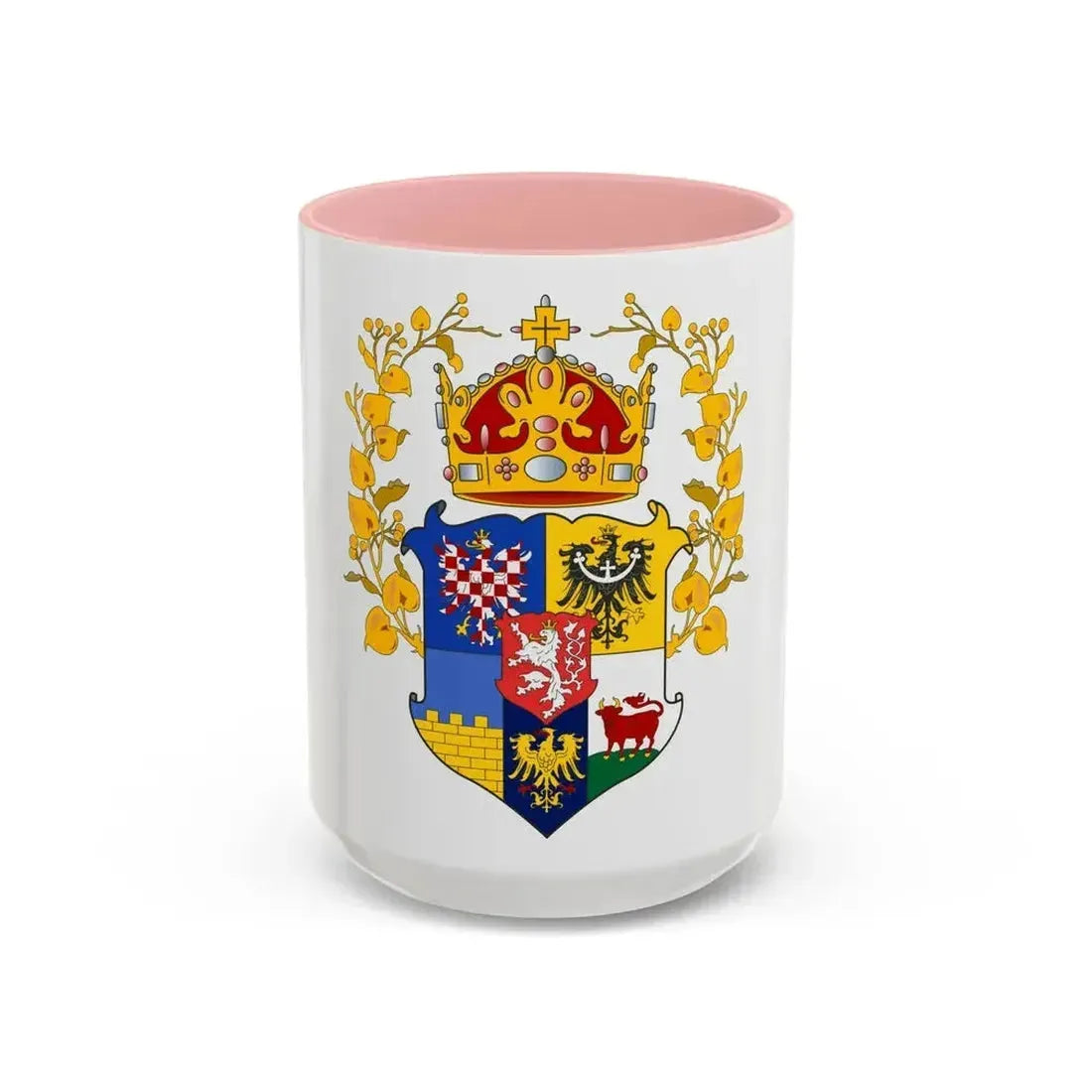 Coat of arms of the lands of the Bohemian Crown - Accent Coffee Mug 15oz Pink - Go Mug Yourself
