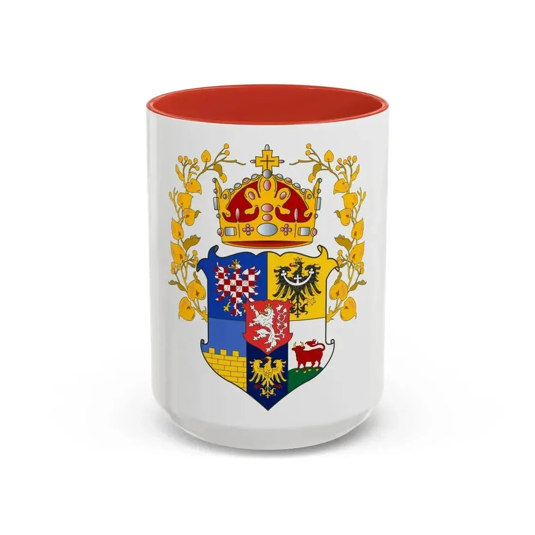 Coat of arms of the lands of the Bohemian Crown - Accent Coffee Mug 15oz Red - Go Mug Yourself