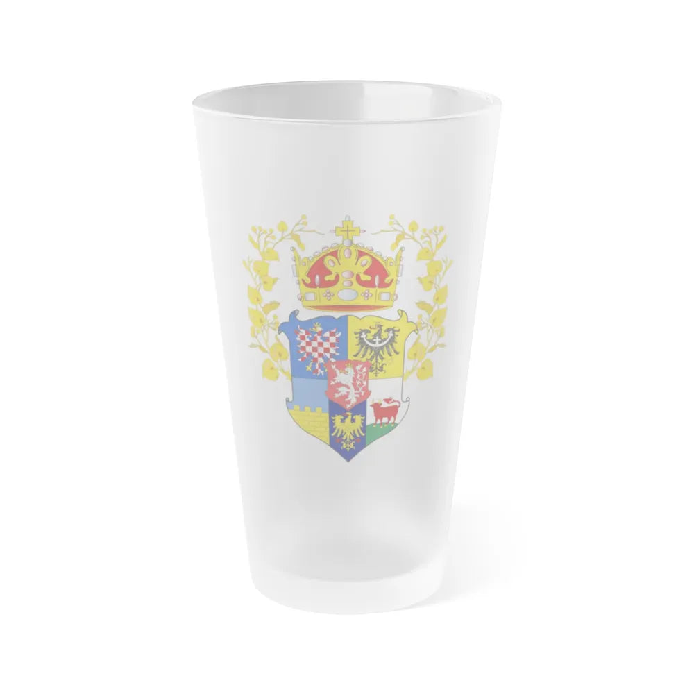 Coat of arms of the lands of the Bohemian Crown - Frosted Pint Glass 16oz-Go Mug Yourself