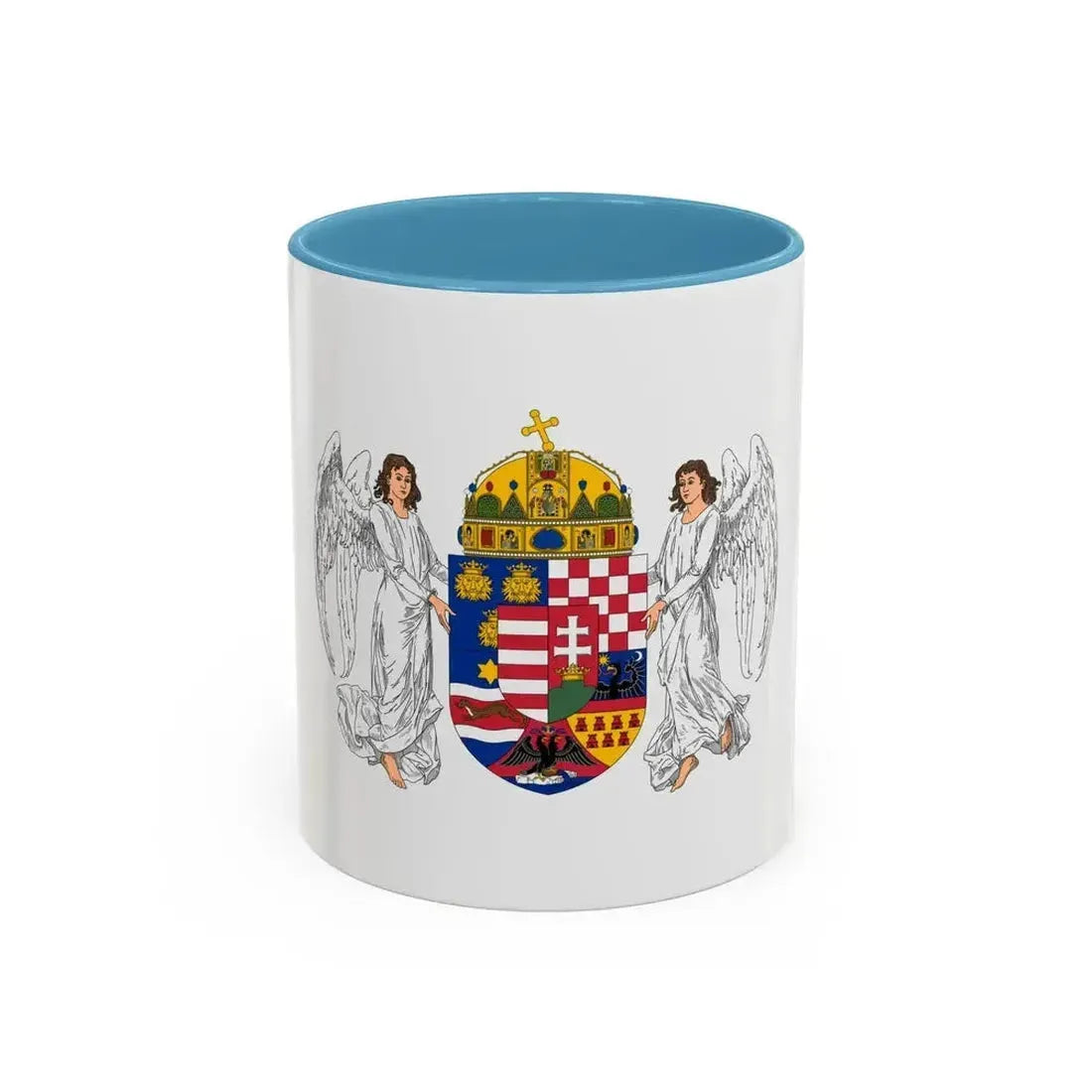 Coat of arms of the Lands of the Holy Hungarian Crown (1896-1915) - Accent Coffee Mug 11oz Light Blue - Go Mug Yourself