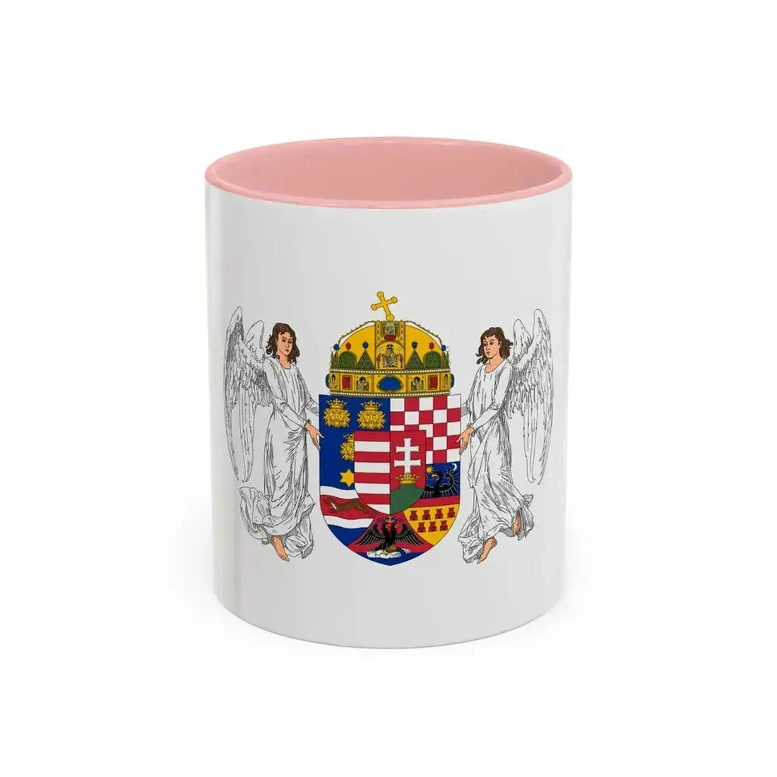 Coat of arms of the Lands of the Holy Hungarian Crown (1896-1915) - Accent Coffee Mug 11oz Pink - Go Mug Yourself