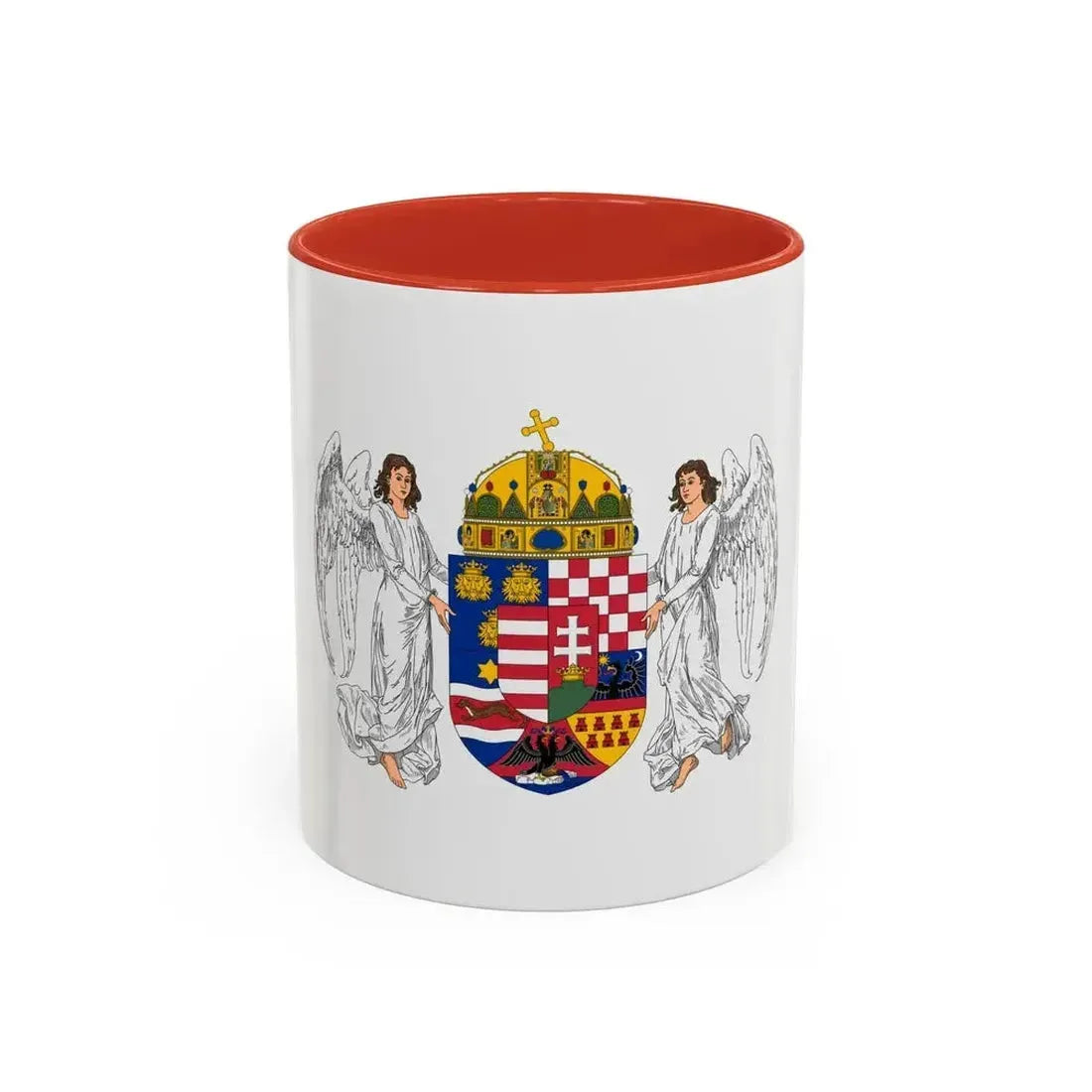 Coat of arms of the Lands of the Holy Hungarian Crown (1896-1915) - Accent Coffee Mug 11oz Red - Go Mug Yourself