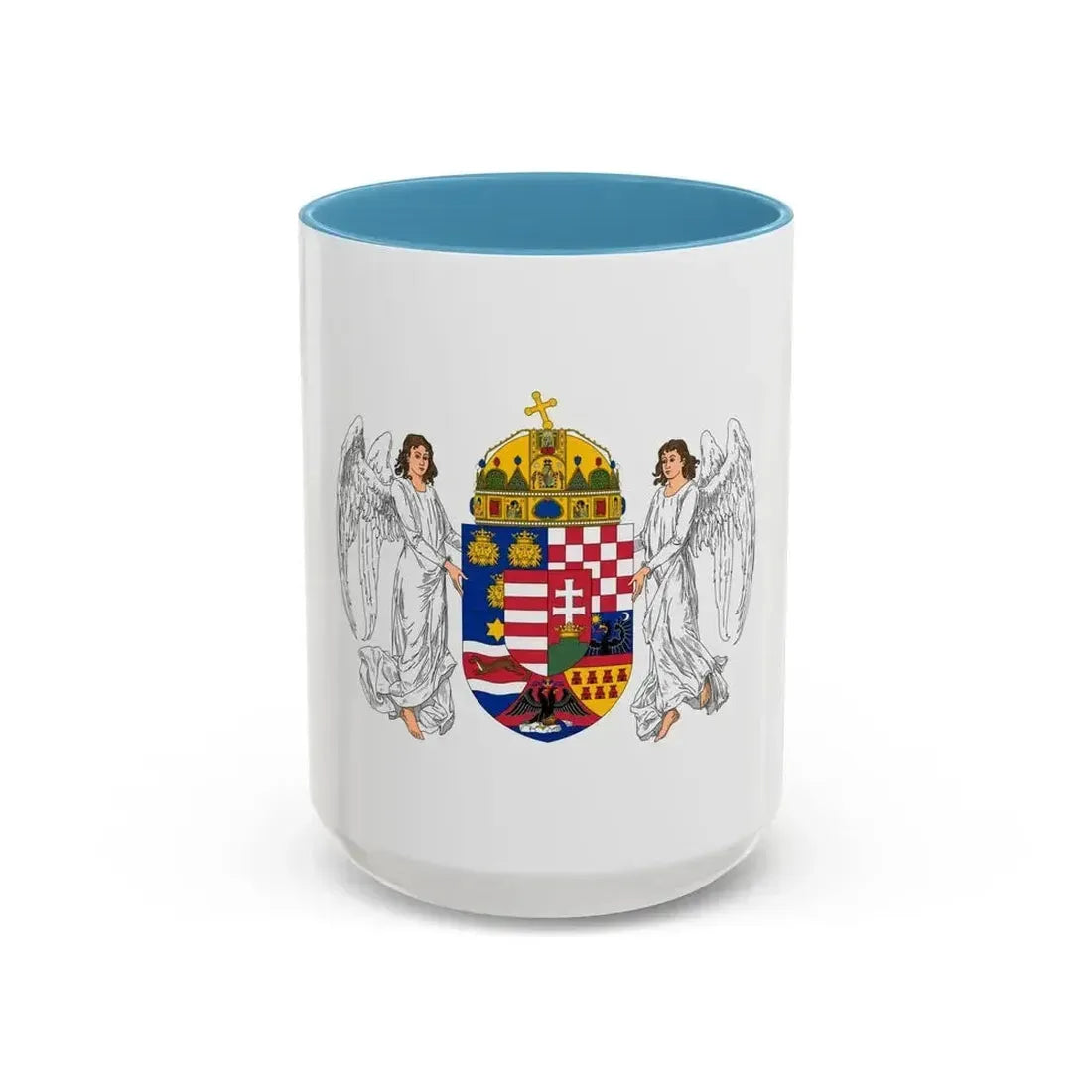 Coat of arms of the Lands of the Holy Hungarian Crown (1896-1915) - Accent Coffee Mug 15oz Light Blue - Go Mug Yourself