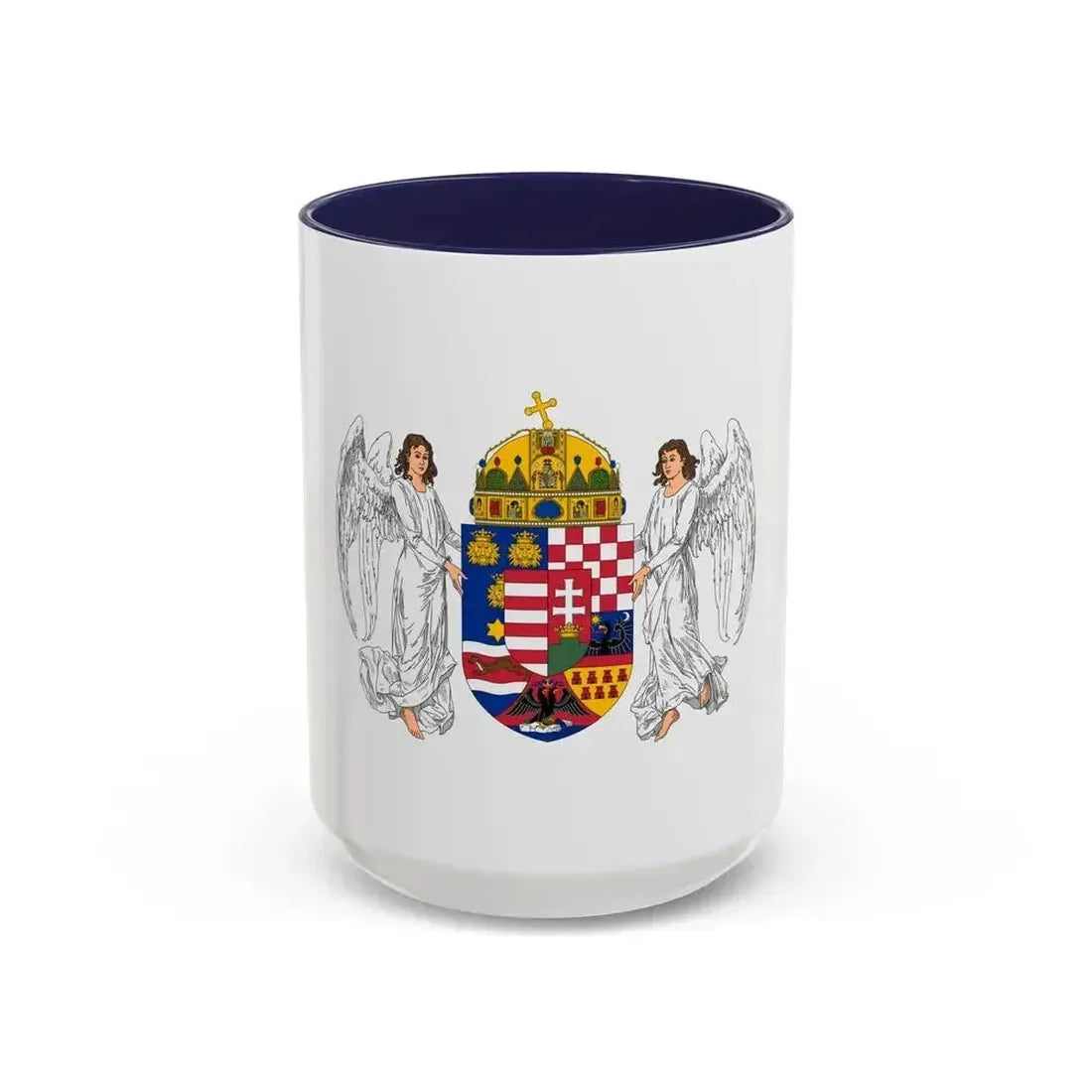 Coat of arms of the Lands of the Holy Hungarian Crown (1896-1915) - Accent Coffee Mug 15oz Navy - Go Mug Yourself