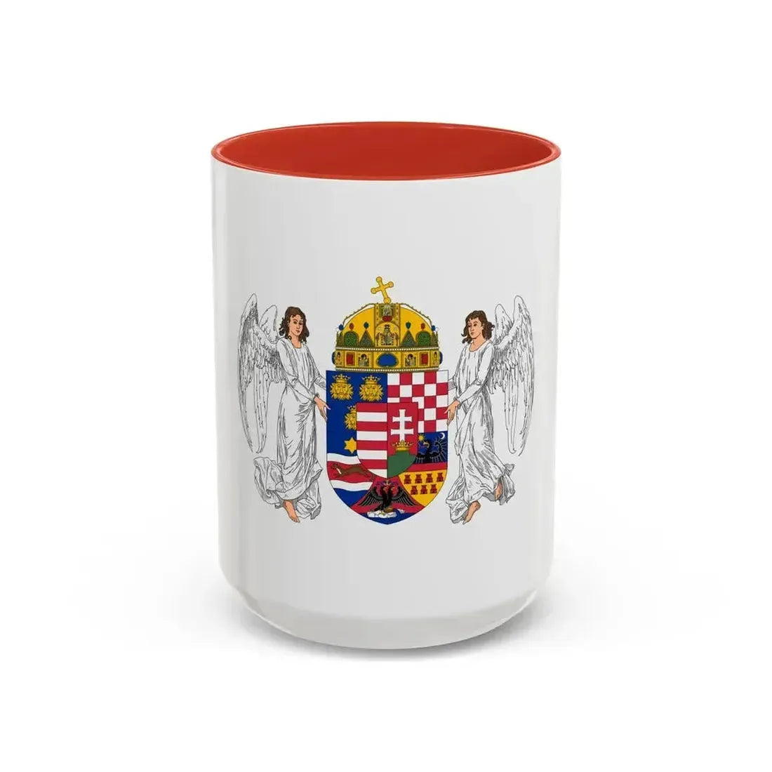Coat of arms of the Lands of the Holy Hungarian Crown (1896-1915) - Accent Coffee Mug 15oz Red - Go Mug Yourself