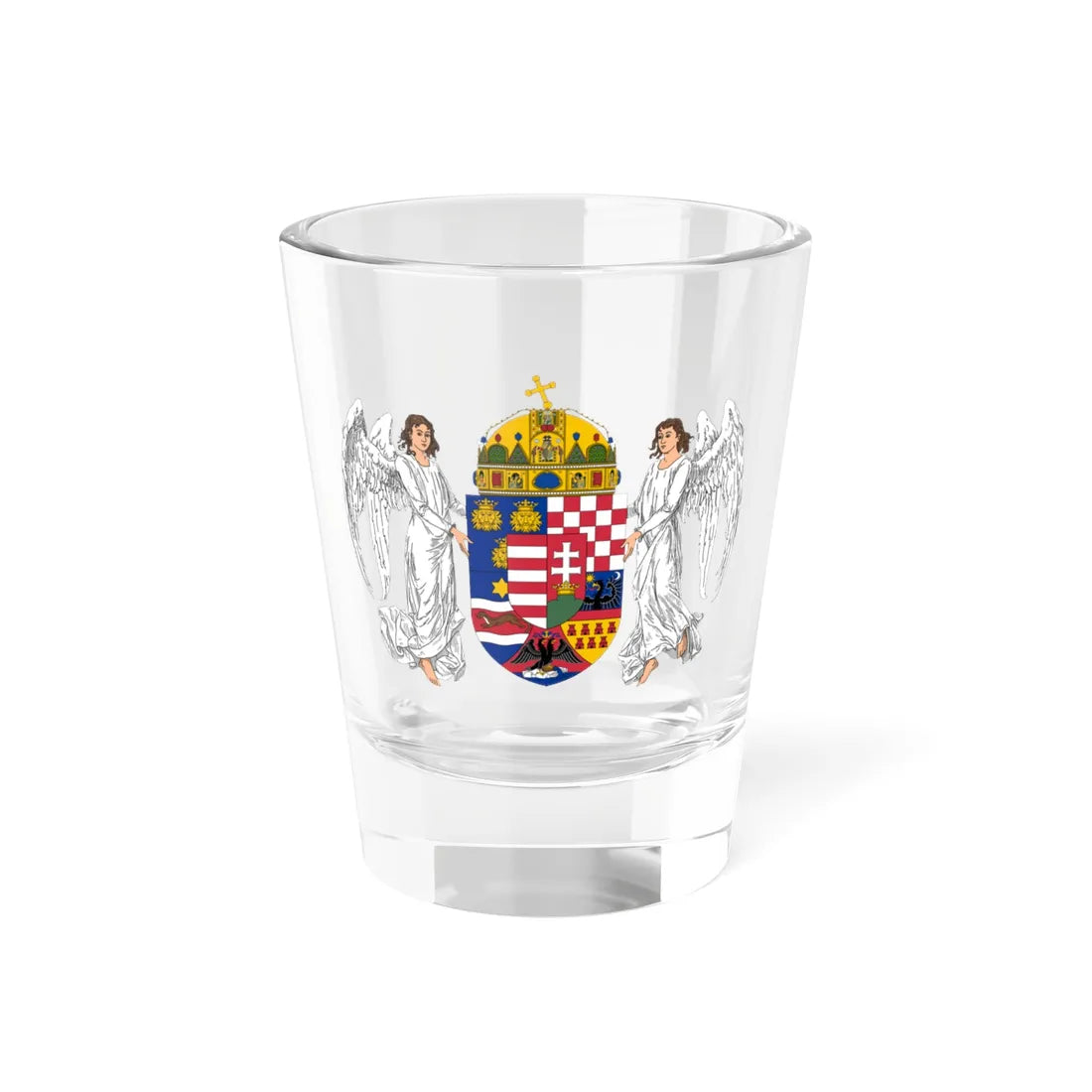 Coat of arms of the Lands of the Holy Hungarian Crown 1896-1915 angels (Austria) (Coat of Arms) Shot Glass 1.5oz 1.5oz - Go Mug Yourself