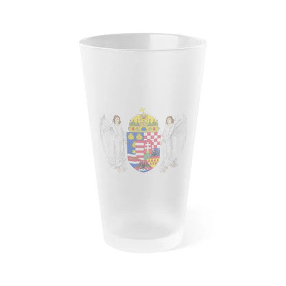 Coat of arms of the Lands of the Holy Hungarian Crown (1896-1915) - Frosted Pint Glass 16oz-16oz-Frosted-Go Mug Yourself