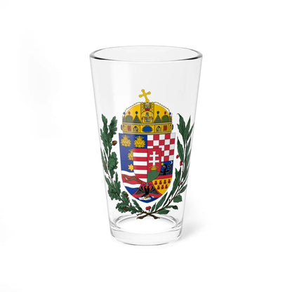 Coat of arms of the Lands of the Holy Hungarian Crown 1896-1915 oak and olive branches (Austria) (Coat of Arms) Pint Glass 16oz 16oz - Go Mug Yourself