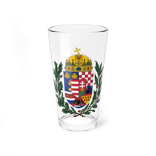 Coat of arms of the Lands of the Holy Hungarian Crown 1896-1915 oak and olive branches (Austria) (Coat of Arms) Pint Glass 16oz 16oz - Go Mug Yourself