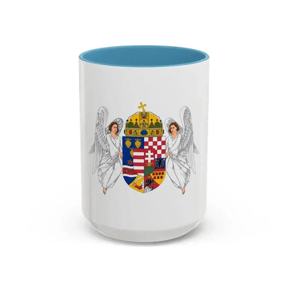 Coat of arms of the Lands of the Holy Hungarian Crown (1915-1918, 1919-1946) - Accent Coffee Mug 15oz Light Blue - Go Mug Yourself