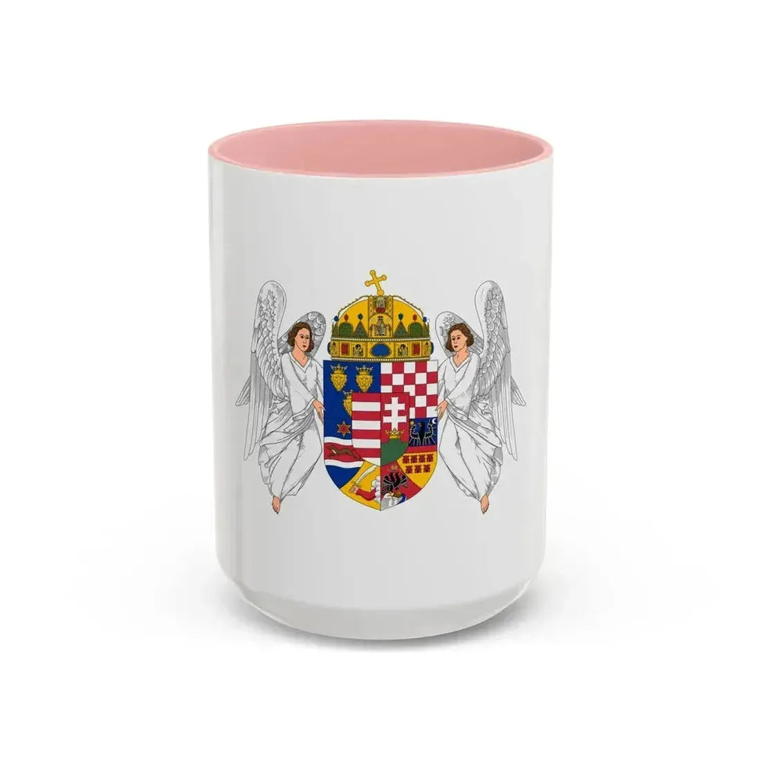 Coat of arms of the Lands of the Holy Hungarian Crown (1915-1918, 1919-1946) - Accent Coffee Mug 15oz Pink - Go Mug Yourself
