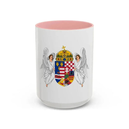 Coat of arms of the Lands of the Holy Hungarian Crown (1915-1918, 1919-1946) - Accent Coffee Mug 15oz Pink - Go Mug Yourself