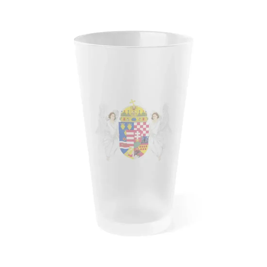Coat of arms of the Lands of the Holy Hungarian Crown (1915-1918, 1919-1946) - Frosted Pint Glass 16oz 16oz Frosted - Go Mug Yourself