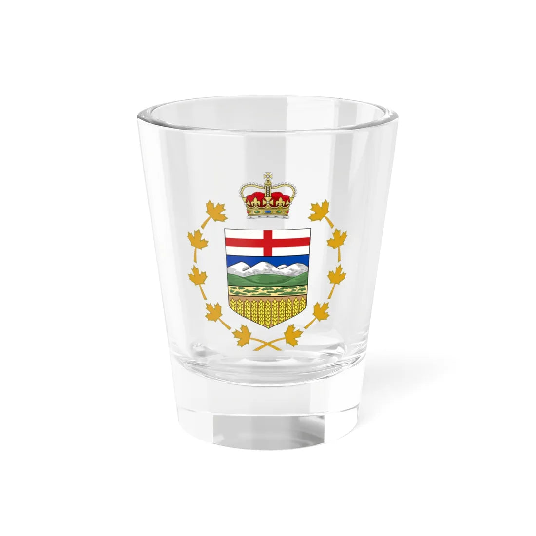 Coat of arms of the Lieutenant-Governor of Alberta (Canada) (Coat of Arms) Shot Glass 1.5oz 1.5oz - Go Mug Yourself