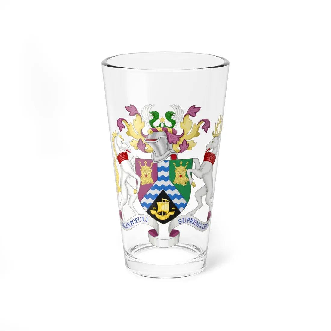 Coat of arms of the London Borough of Lewisham (England) (Coat of Arms) Pint Glass 16oz 16oz - Go Mug Yourself