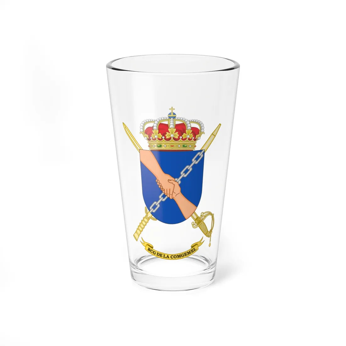 Coat of Arms of the Melilla General Command Headquarters Battalion (Spain) (Coat of Arms) Pint Glass 16oz 16oz - Go Mug Yourself