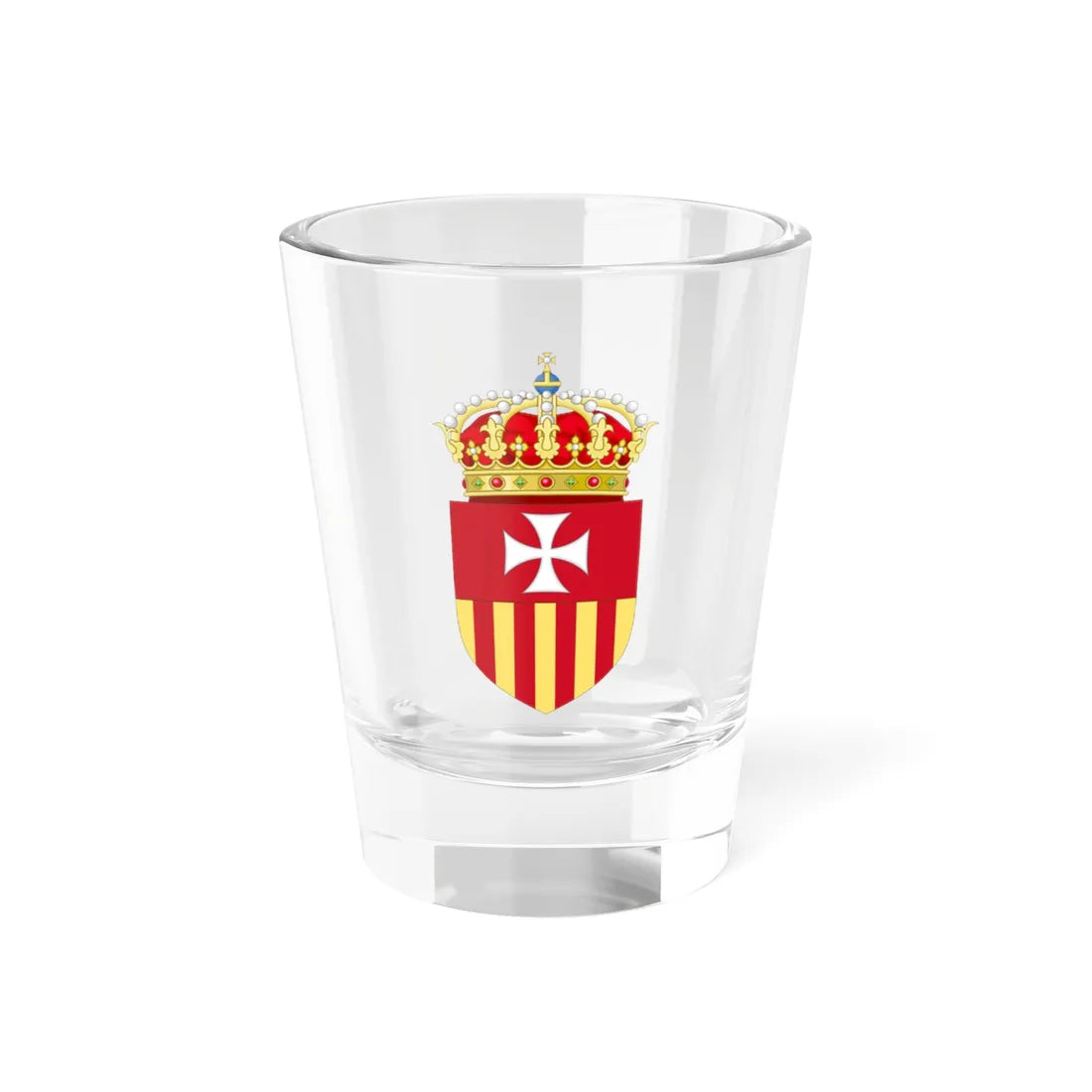 Coat of Arms of the Mercedarians Heraldry of the Former Crown of Aragon Territories (Spain) (Coat of Arms) Shot Glass 1.5oz 1.5oz - Go Mug Yourself