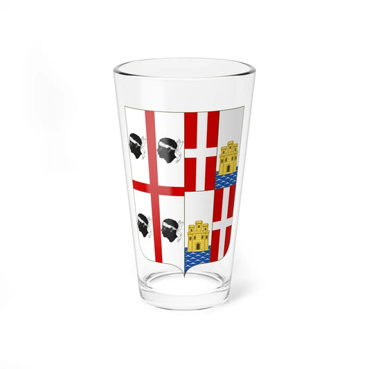 Coat of Arms of the Metropolitan city of Cagliari (Italy) (Coat of Arms) Pint Glass 16oz 16oz - Go Mug Yourself