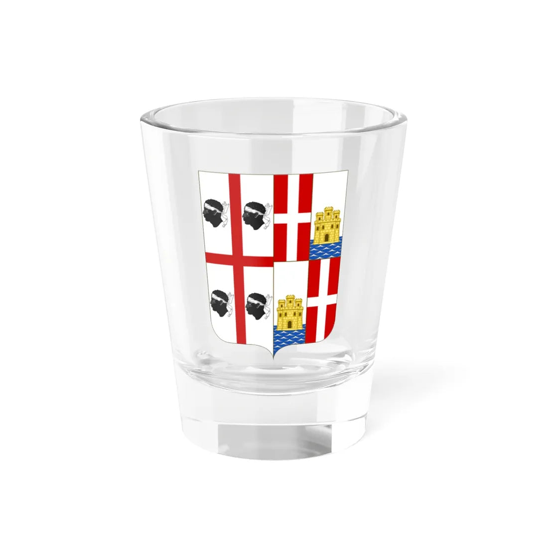 Coat of Arms of the Metropolitan city of Cagliari (Italy) (Coat of Arms) Shot Glass 1.5oz 1.5oz - Go Mug Yourself