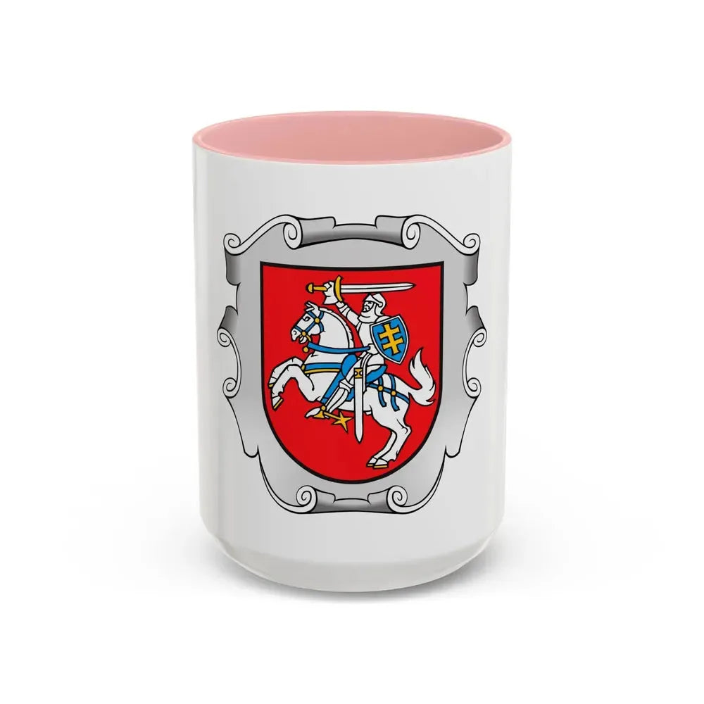 Coat of arms of the Ministry of the Interior of Lithuania - Accent Coffee Mug 15oz Pink - Go Mug Yourself
